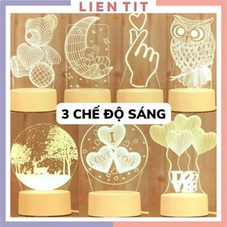 Đèn ngủ 3d để bàn 3 chế độ sáng trang trí phòng, đèn led decor làm quà tặng sinh nhật