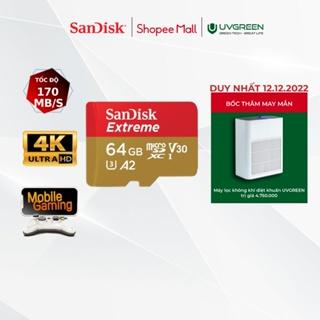 [Mã ELSD15K giảm đến 15K] Thẻ nhớ microSDXC SanDisk Extreme 64GB UHS-I U3 4K UHD Video upto 170MB/s Mobile Gaming