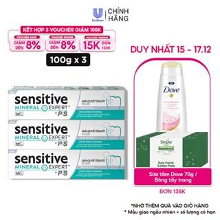 Bộ 3 Hộp Kem đánh răng P/S giảm ê buốt sau 30 giây Sensitive Mineral Expert Original với tác động từ khoáng 100g