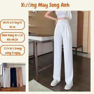 Quần Ống Rộng Nữ Lưng Cao Kiểu Dáng Quần Tây Ống Suông Cạp Cao Gen Bụng Khóa Trước Chất Vải Tuyết Mưa Vitex Q502
