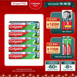 [Mã COSCO12 giảm 8% đơn 250k]Bộ 5 Kem đánh răng Colgate ngừa sâu răng tối đa cho răng chắc khỏe 225g/hộp tặng bàn chải đ