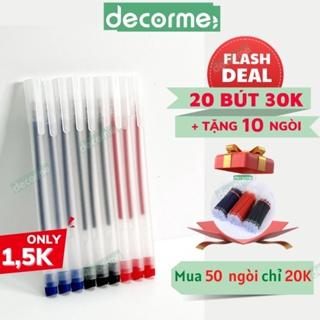 Bút gel DecorMe viết gel bút nước đen xanh đỏ mực khô nhanh ngòi 0,5mm bút gel đen mực trơn mượt viết cực thích