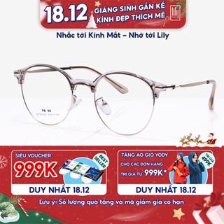 Gọng kính cận nam nữ LILYEYEWEAR mắt kính tròn gọng kính kim loại màu sắc thời trang 2736