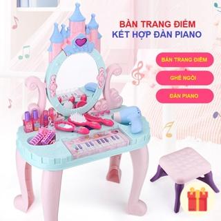 Đồ chơi trang điểm cho bé gái bộ bàn đầy đủ phụ kiện có âm thanh ánh sáng hộp đẹp, quà tặng sinh nhật cho bé