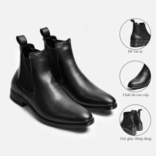 [Tặng vớ khi mua kèm giày] Giày bốt nam cổ cao da xít xịn chống nhăn, đế cao su mang không gây tiếng ồn, đế khâu