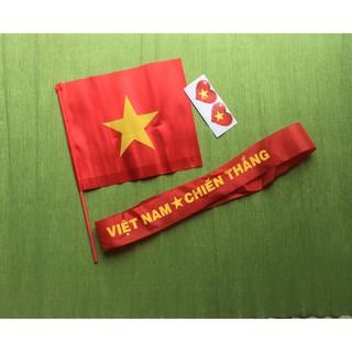 Sét cờ tổ quốc băng rôn 2 tem dán má cỗ vũ bóng đá Việt Nam