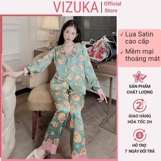 Đồ bộ pijama nữ tay dài họa tiết mặc nhà lụa hàng chuẩn đẹp VIZUKA