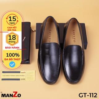 [DA BÒ THẬT] Giày mọi nam cao cấp da bò - Giầy lười nam da bò giá rẻ - Bảo hành 12 tháng tại Manzo store - GT 112