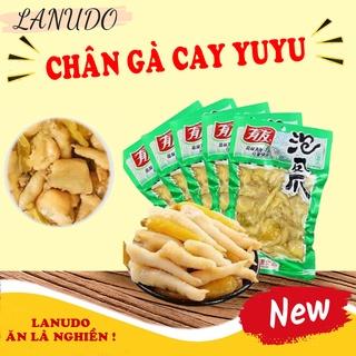 Chân gà cay YuYu trung quốc gói màu xanh loại 100gam siêu cay ăn vặt nổi tiếng LANUDO