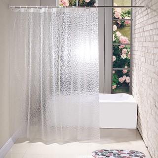 Rèm Phòng Tắm / Rèm Cửa Sổ Trắng trong họa tiết kẻ 180cm X 180cm Loại 1( Ảnh + Video thật )